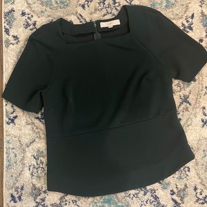 Small LOFT top- forest green, EUC